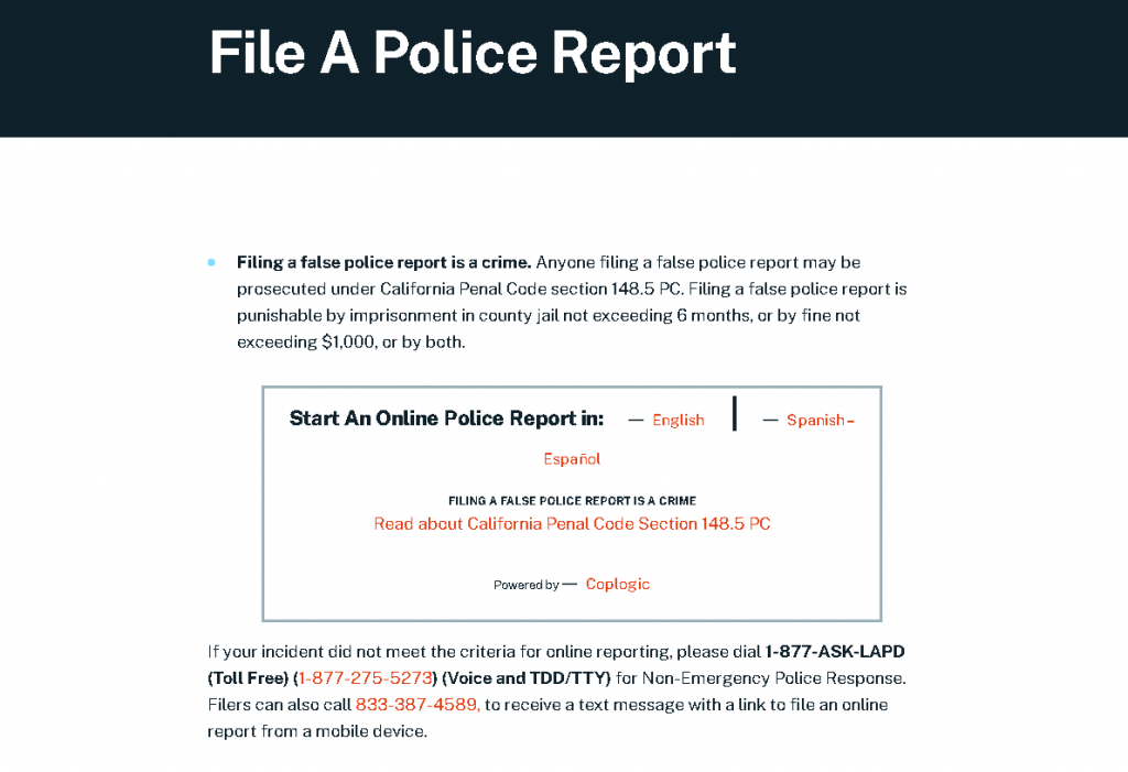 LAPD’s Community Online Reporting Service Expanded NR24013cm/lr - LAPD ...
